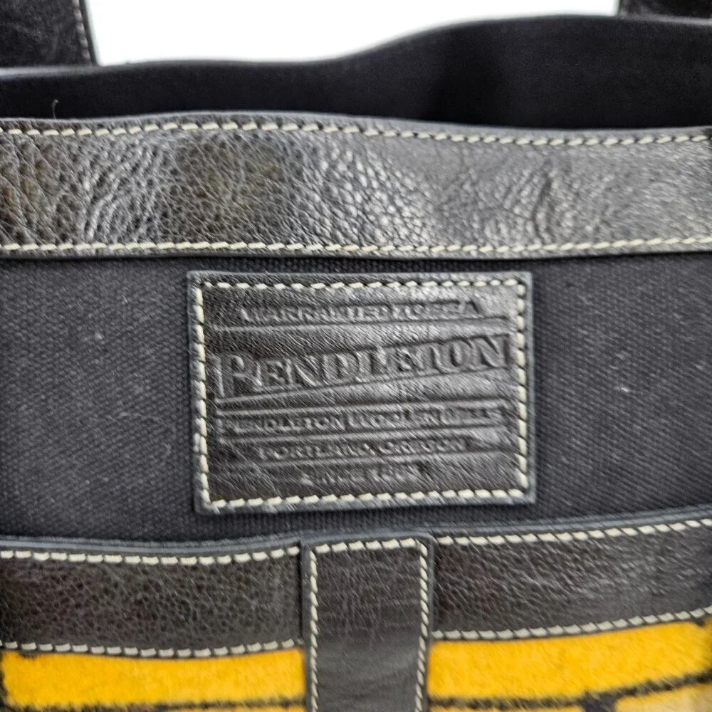 New Pendleton Zip Tote Shoulder Bag Wool Black Green Yellow Purse